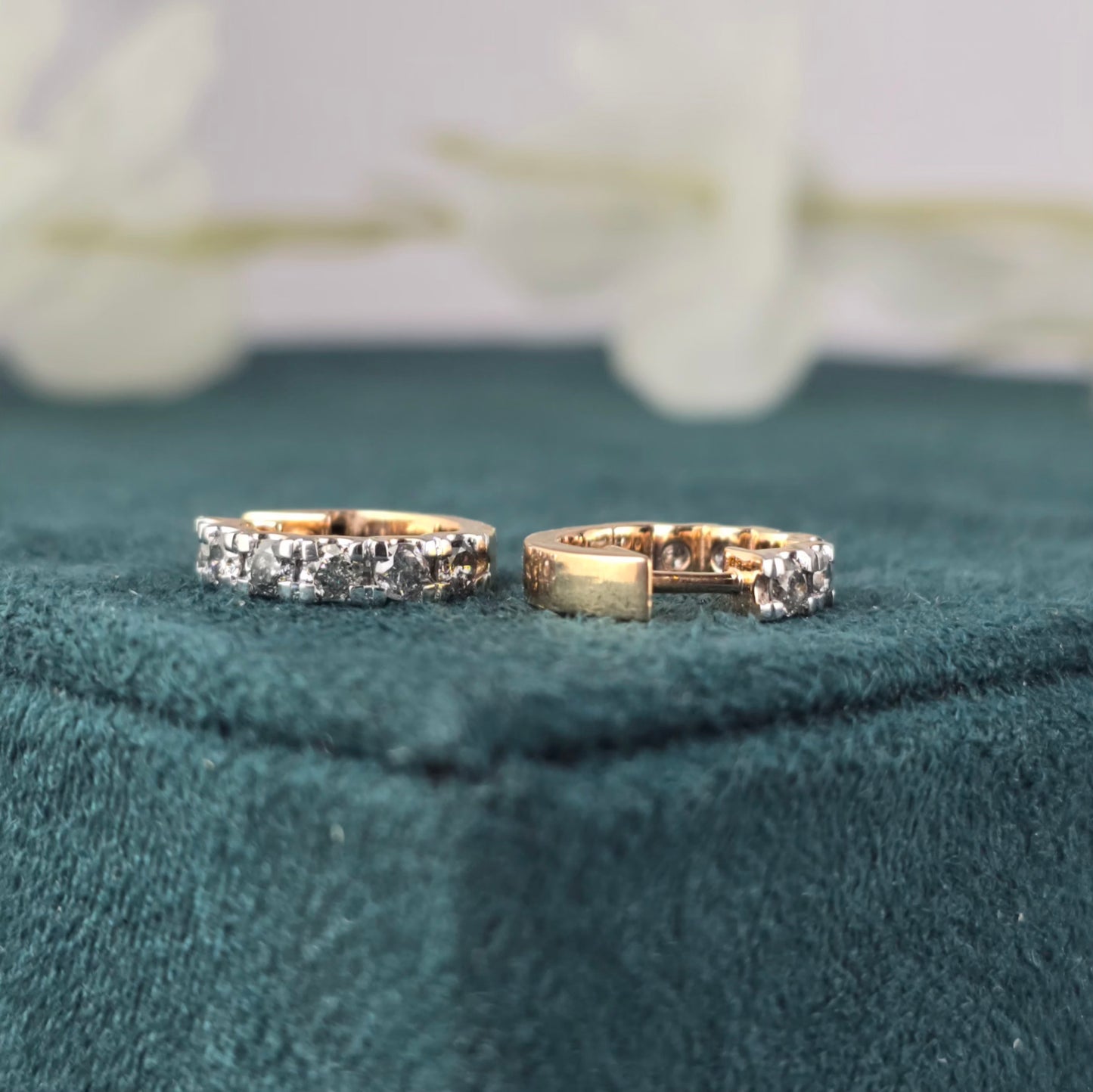 Elegant 10K Gold Huggie Hoops – Unisex Diamond Minimalism