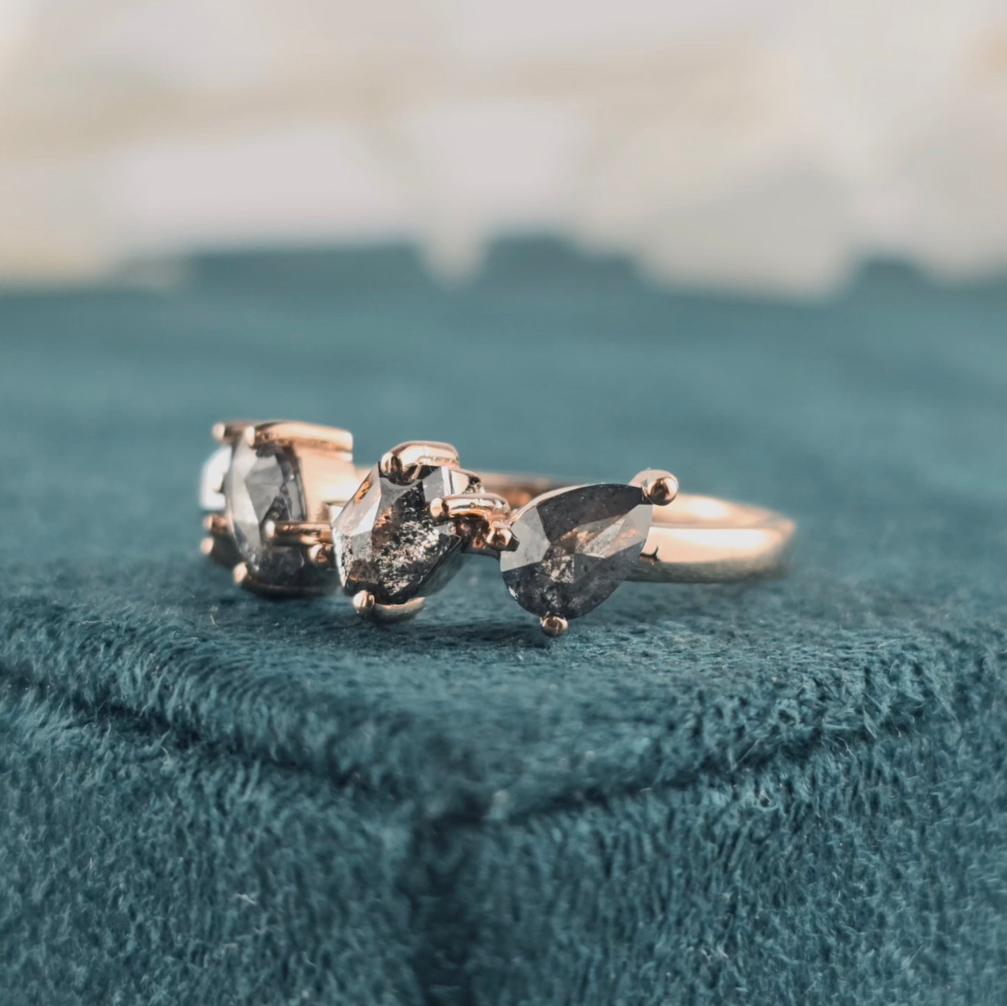 Salt & Pepper Diamond Ring in Rose Gold – Earthy, Elegant Vibes