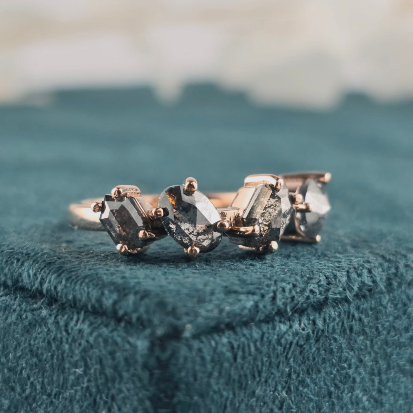 Salt & Pepper Diamond Ring in Rose Gold – Earthy, Elegant Vibes