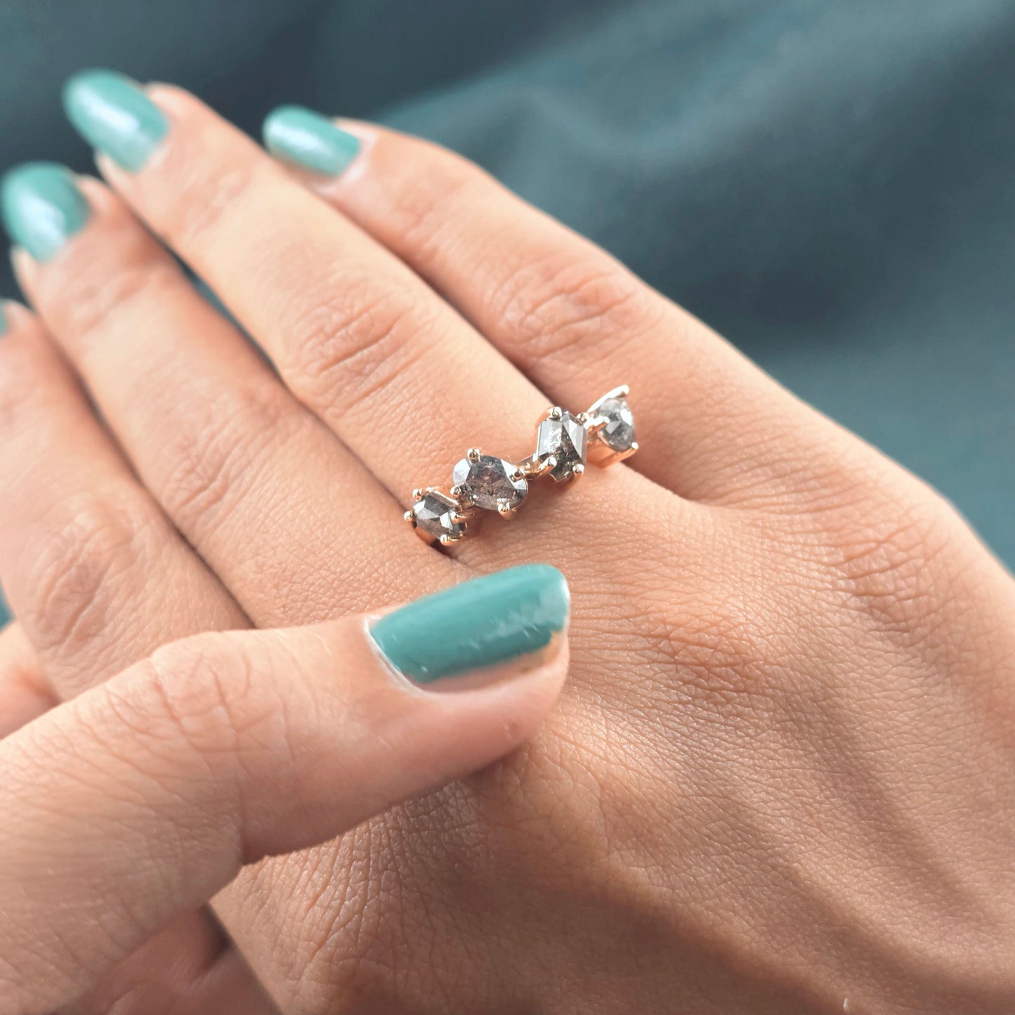 Salt & Pepper Diamond Ring in Rose Gold – Earthy, Elegant Vibes