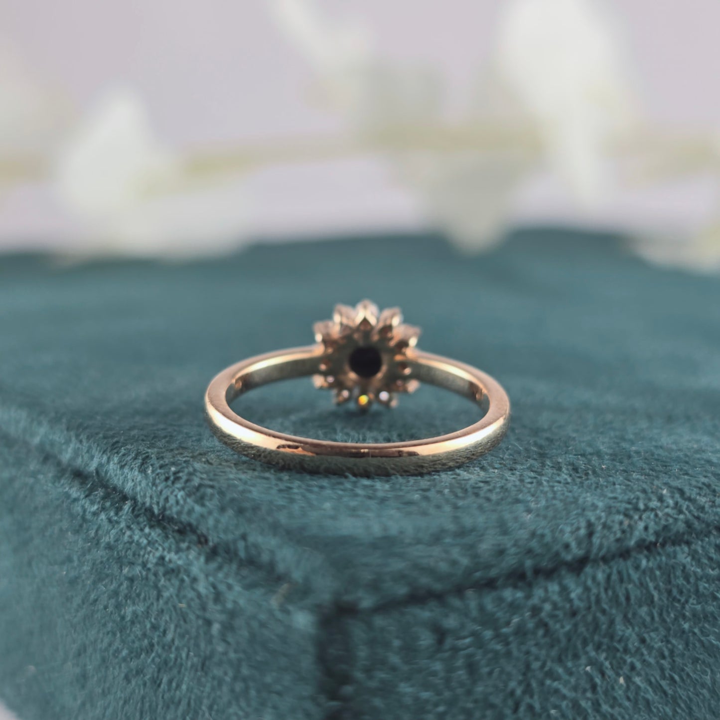 Vintage-Inspired Black Diamond Ring – 10K Rose Gold Elegance