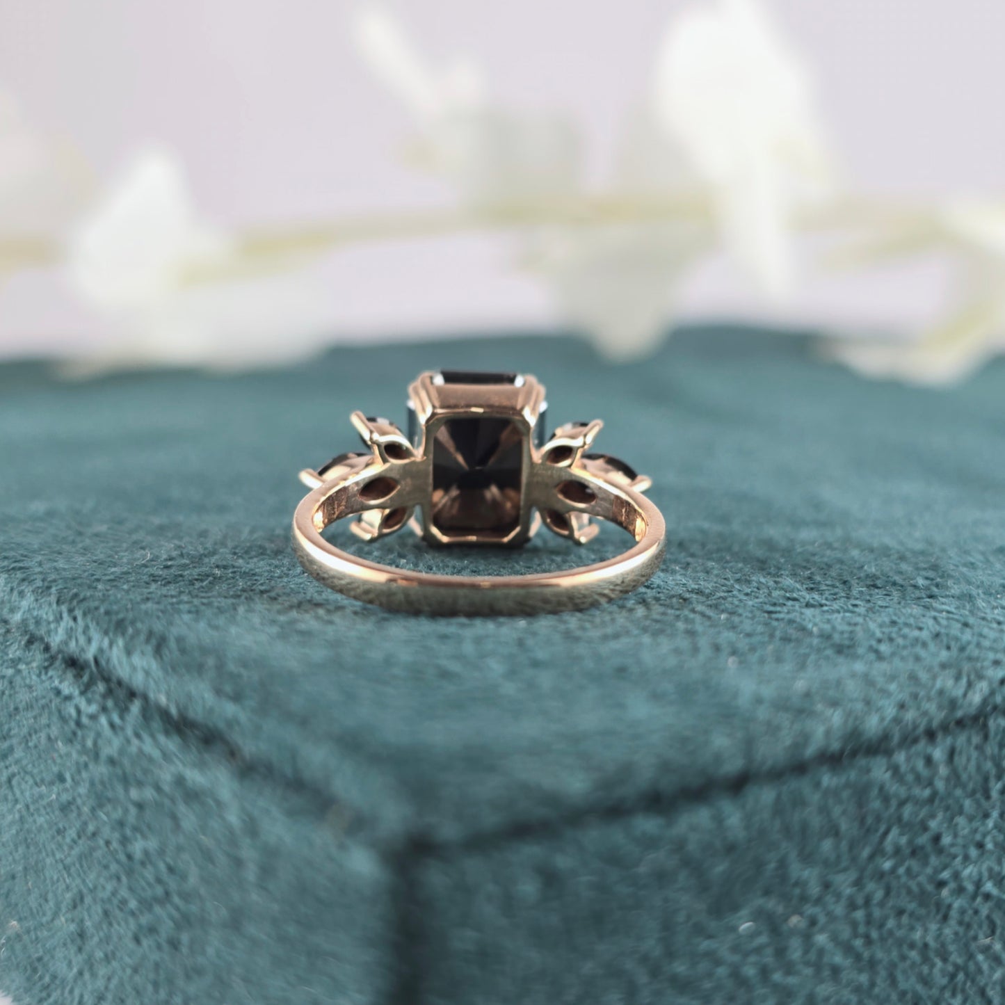 Art Deco Black Diamond Ring – Emerald Cut with Marquise Flair