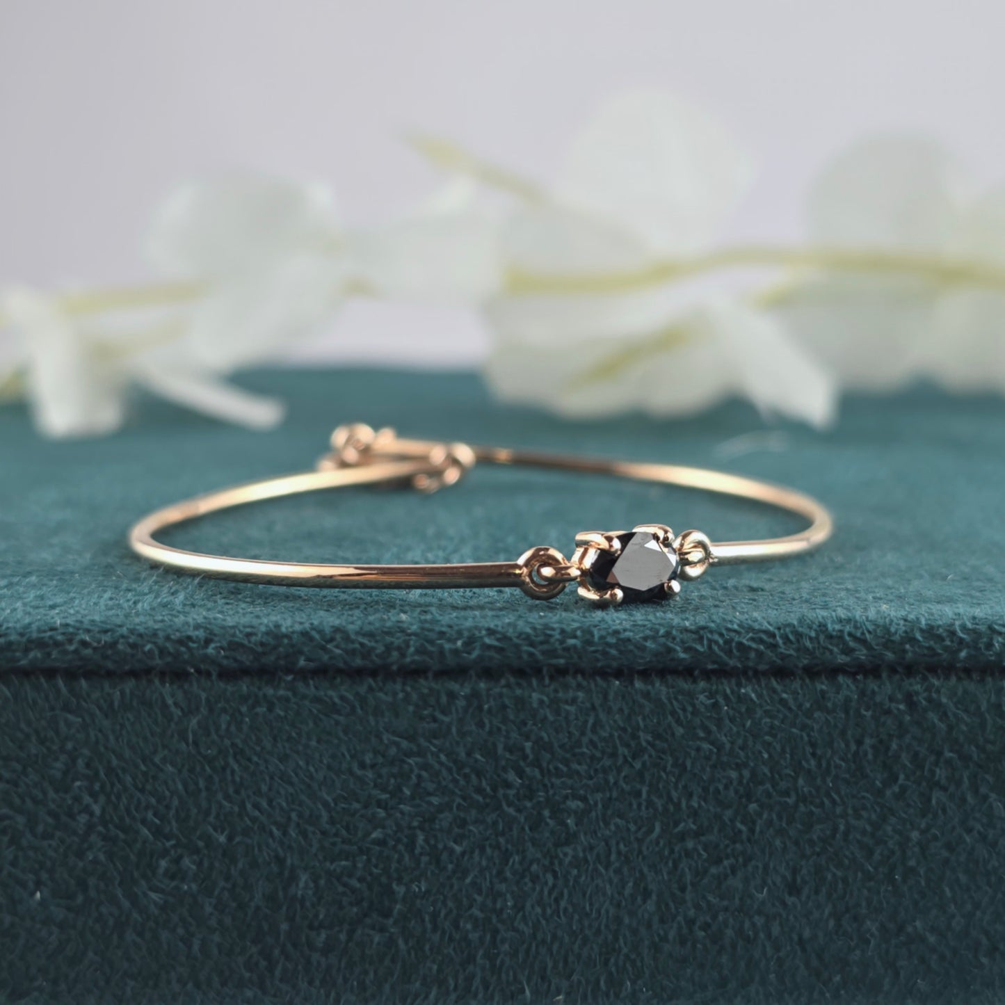 Minimalist Black Diamond Bracelet – Sleek Rose Gold Shine
