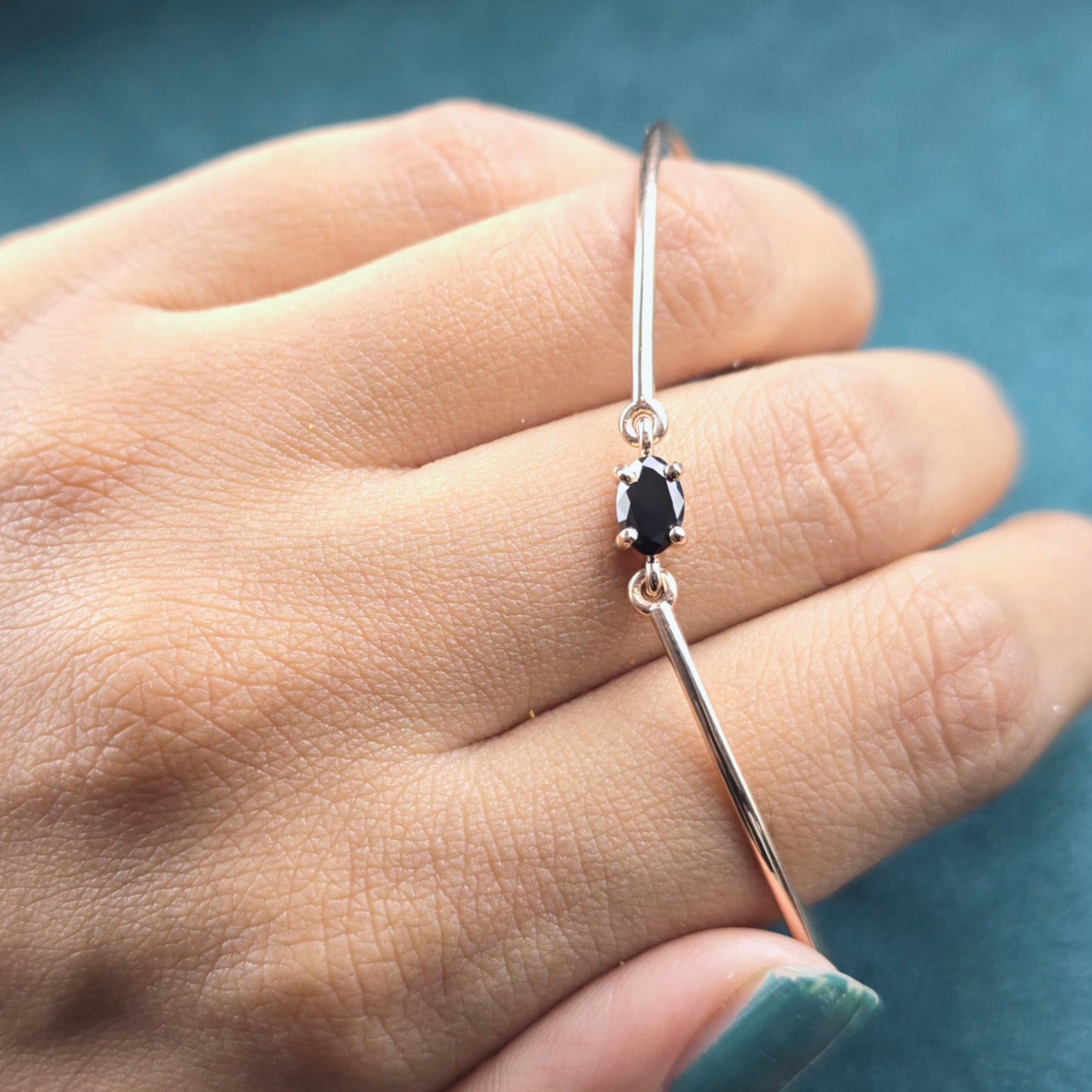 Minimalist Black Diamond Bracelet – Sleek Rose Gold Shine