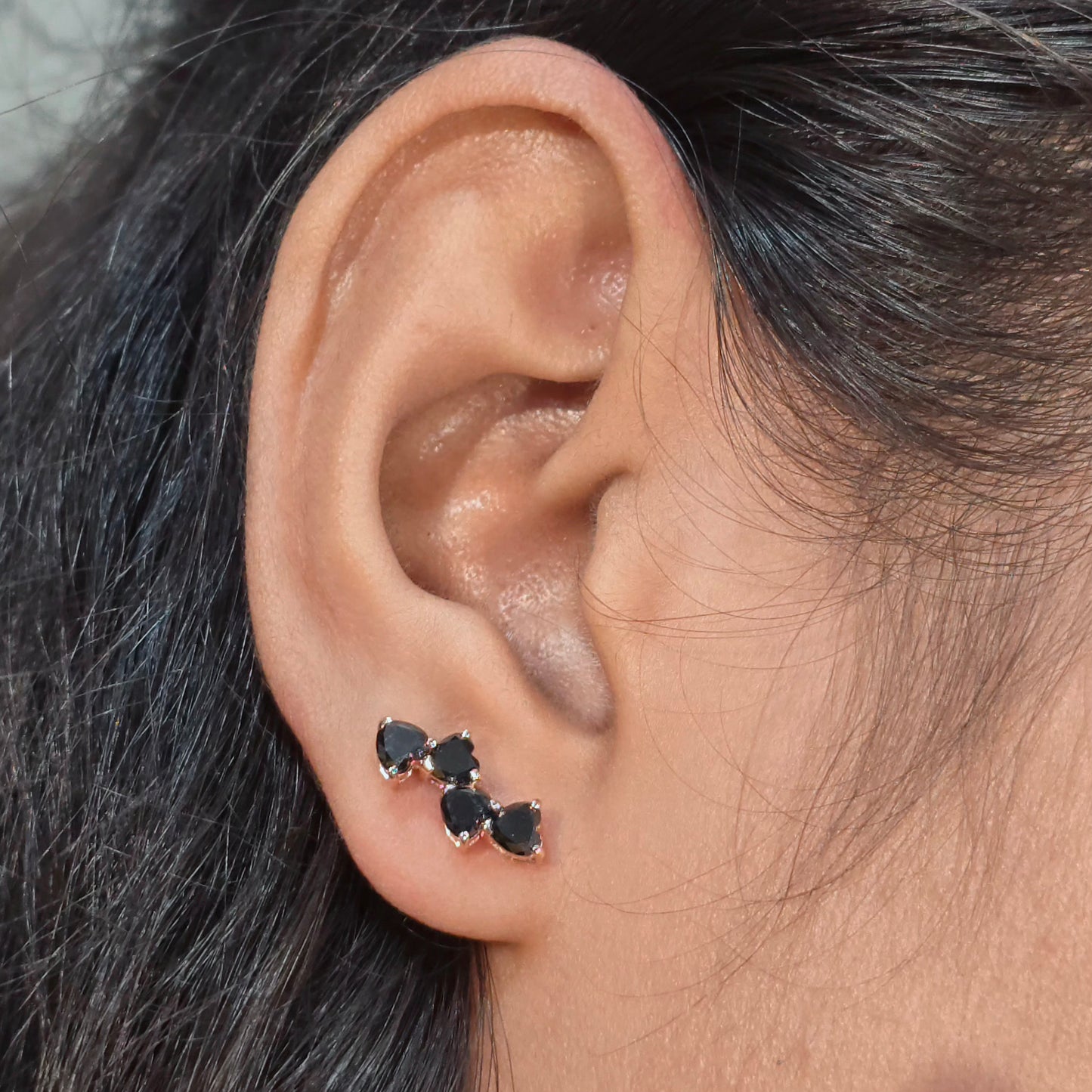 Gold Black Onyx Heart Studs – Elegant Gift for Her