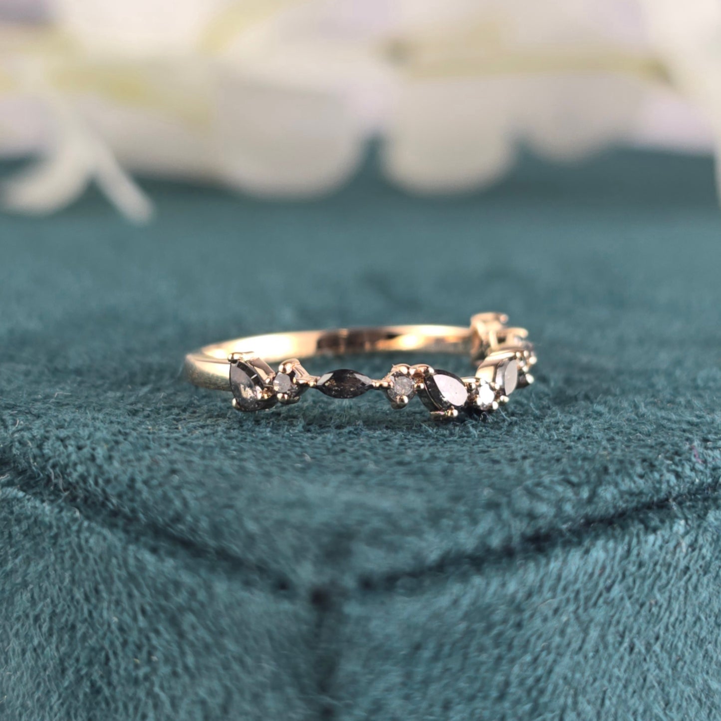 Naturally Bold Salt & Pepper Diamond Band in Unique Cuts