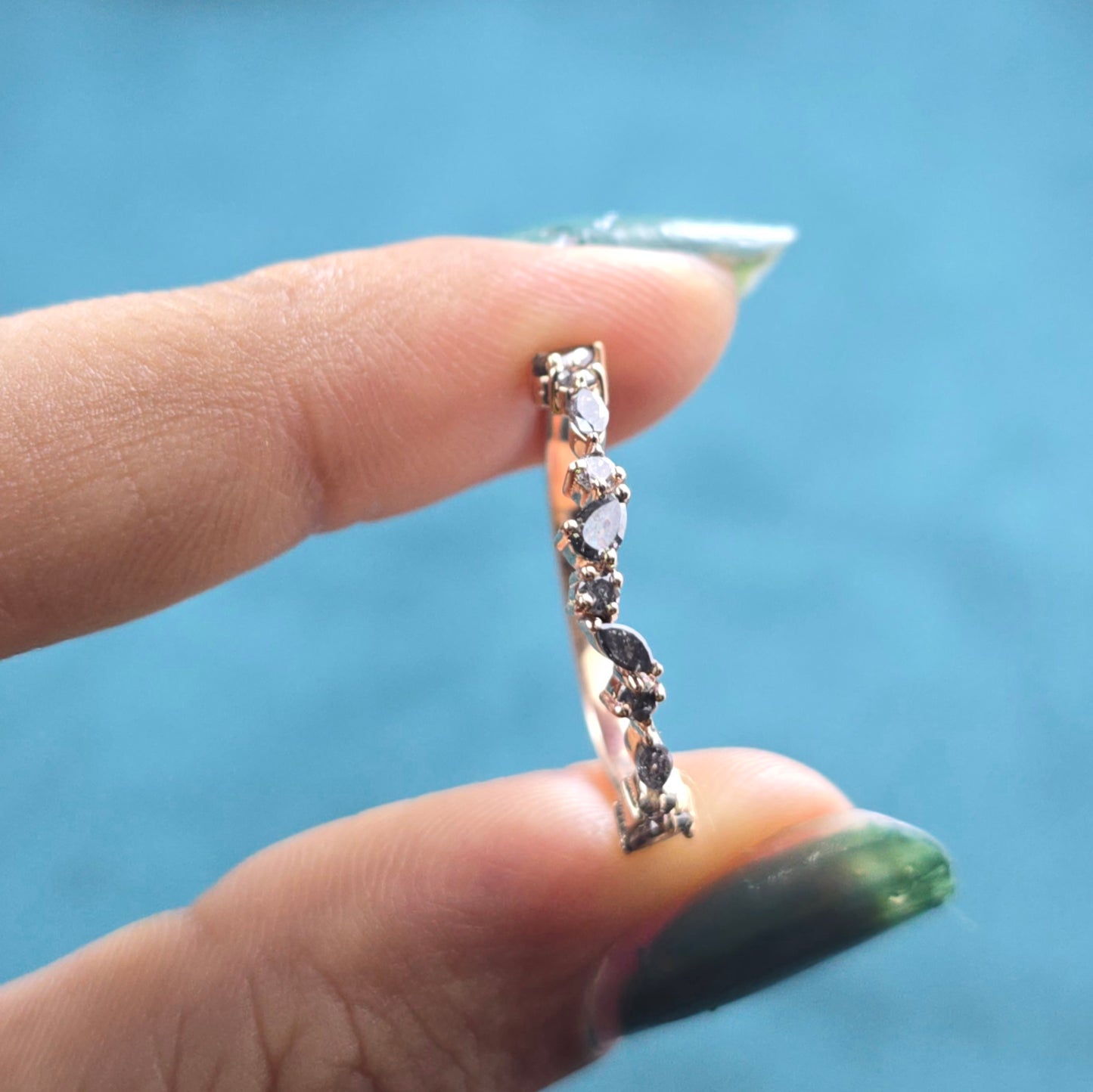 Naturally Bold Salt & Pepper Diamond Band in Unique Cuts