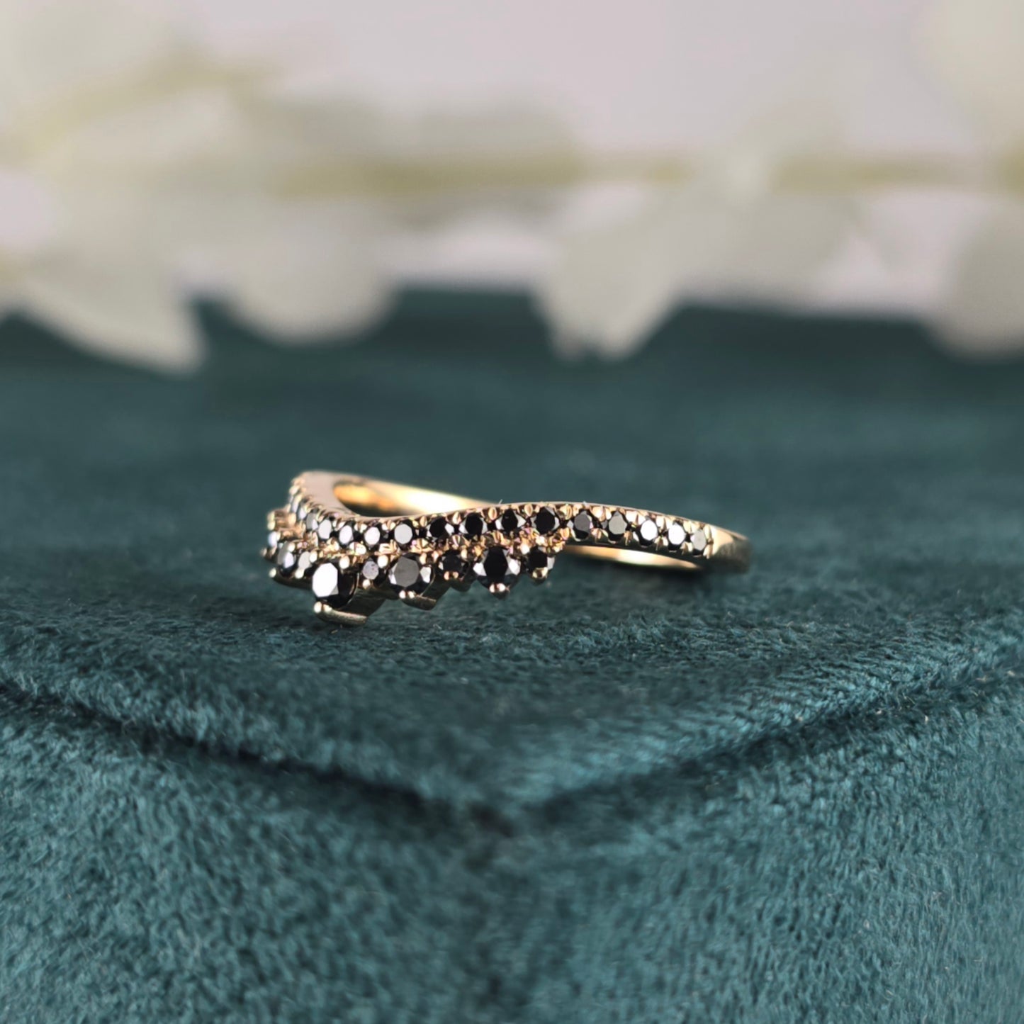Fierce & Elegant: Round Black Diamond Ring in Bold Rose Gold