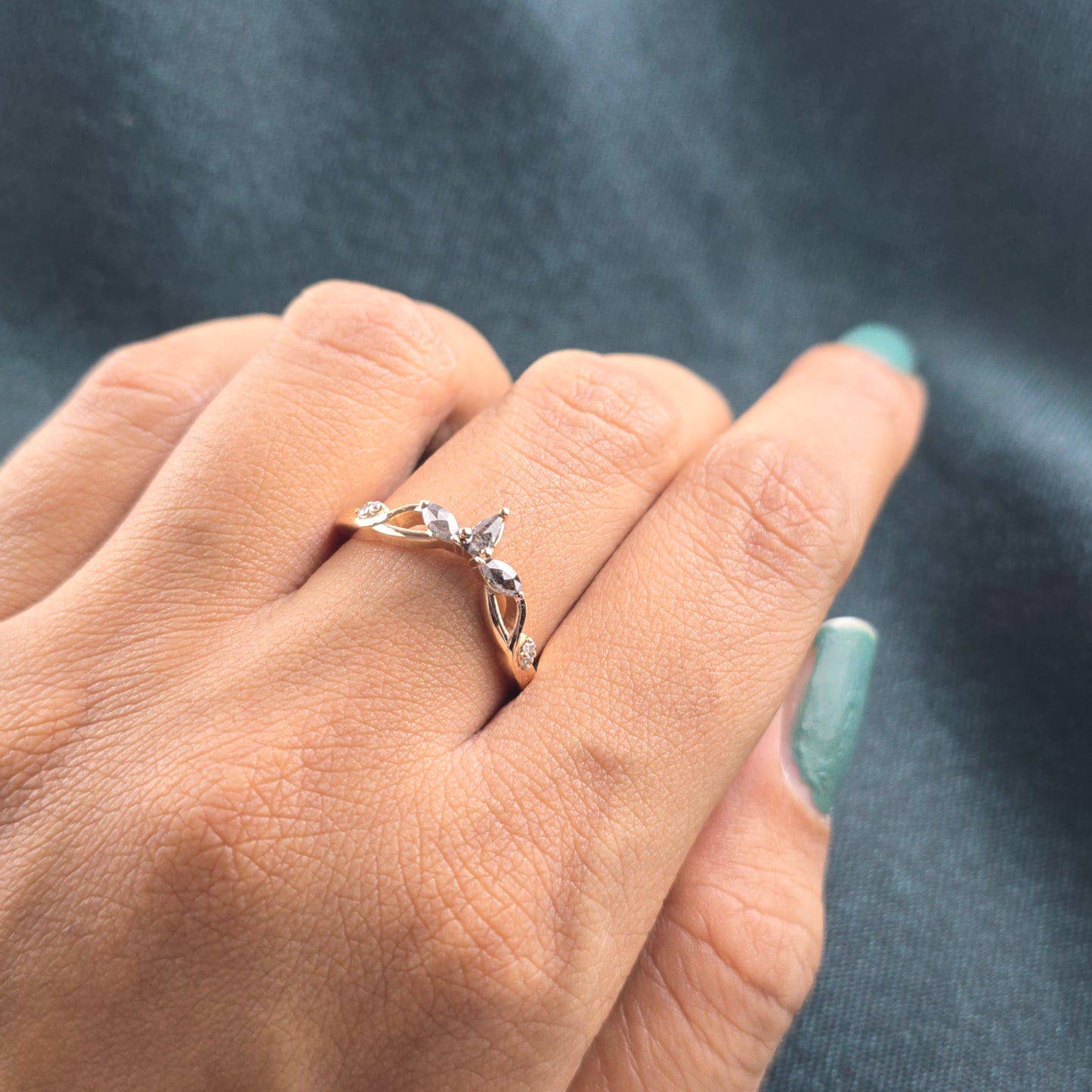 Timeless Twist – Marquise, Pear & Round Diamond Ring