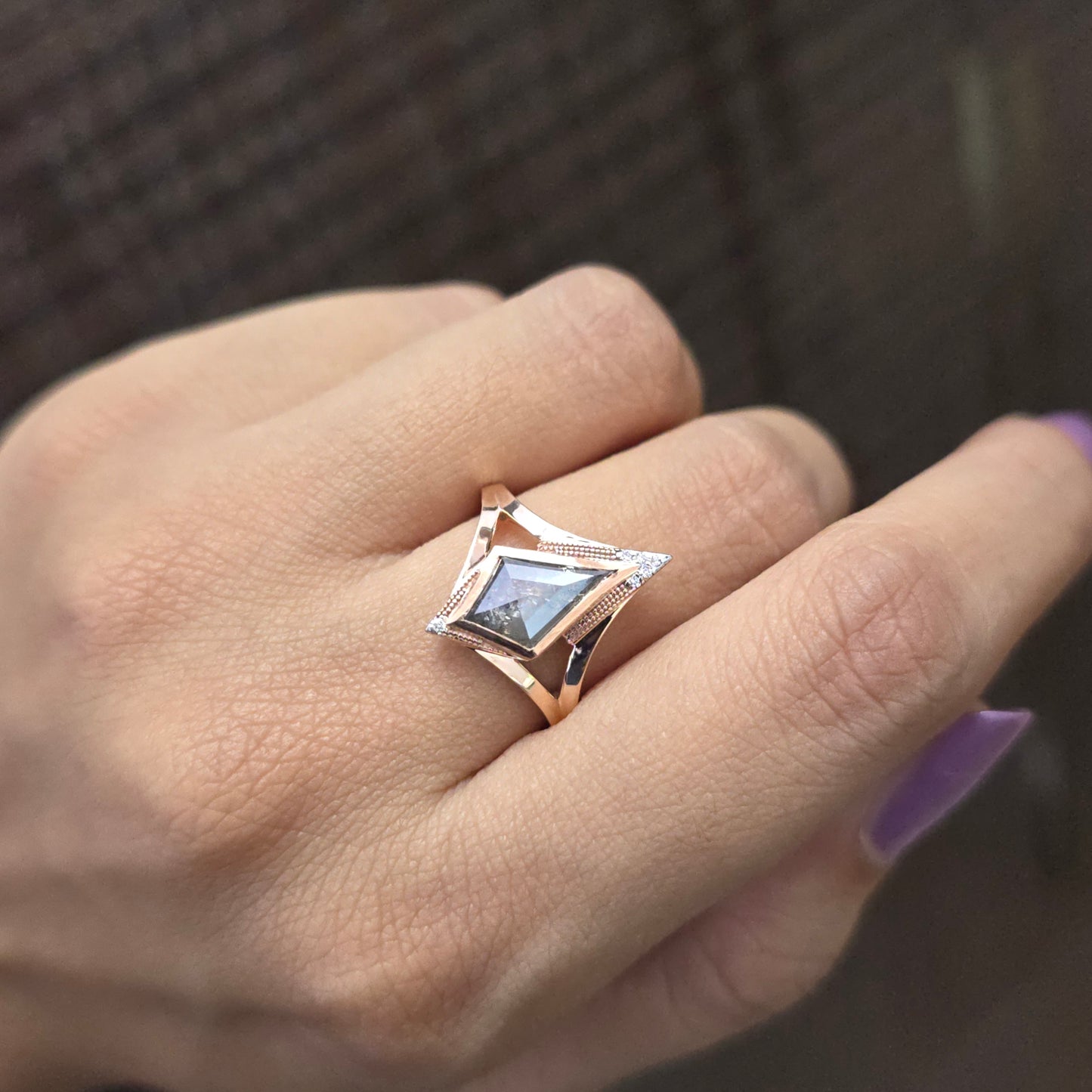 Kite Cut Diamond Ring | Geometric Gold Statement Ring | Handmade Unique Jewelry | Gift for Her