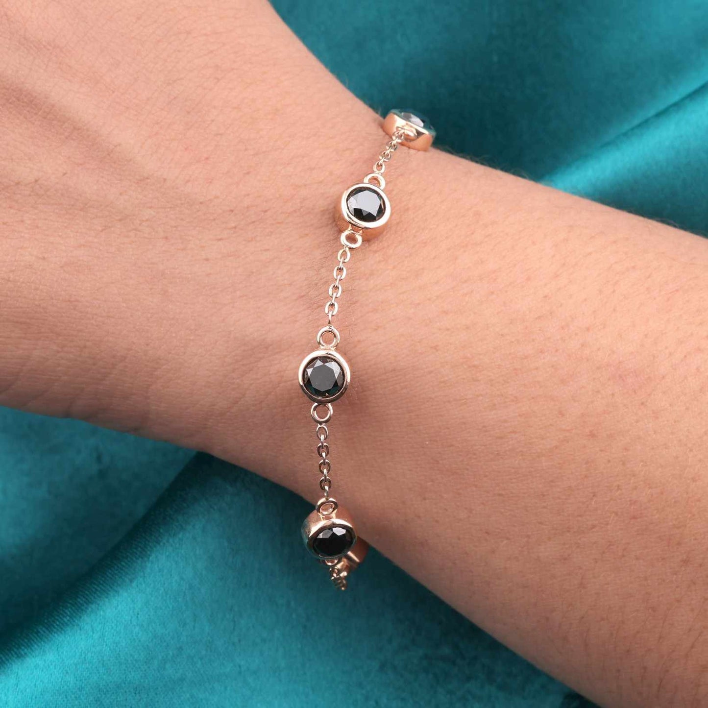 Modern Black Diamond Bracelet – 14KT Rose Gold Elegance