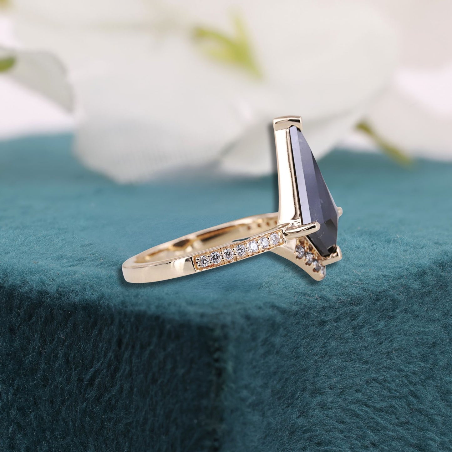 Kite Salt and Pepper Diamond Ring Rose Gold | Unique Engagement Ring | Geometric Diamond Ring | Alternative Bridal Ring | Modern Gift