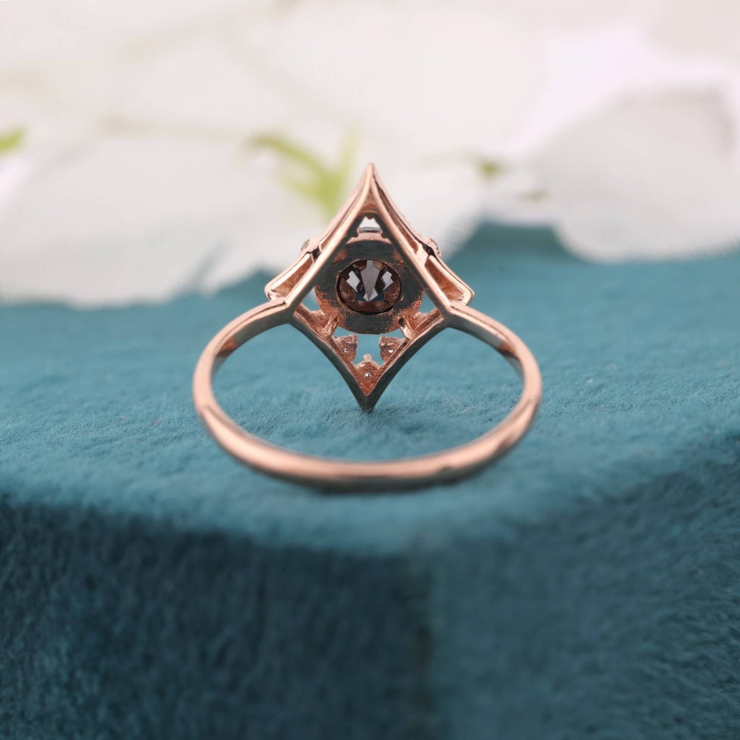 Stylish Black Diamond Ring in Rose Gold – Handmade & Unique