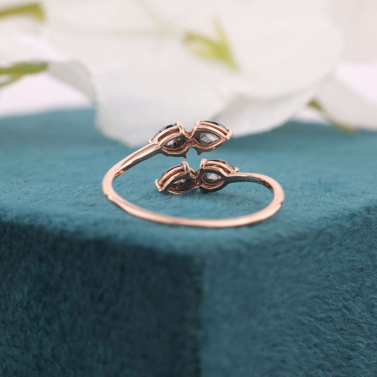 Minimalist Salt & Pepper Diamond Ring in 14KT Rose Gold