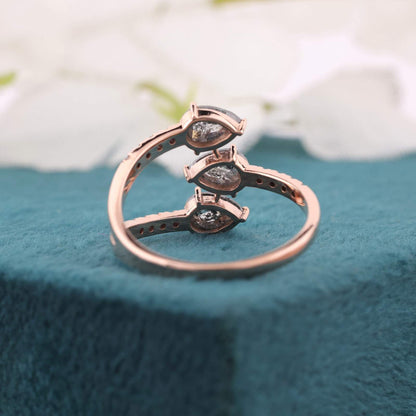 Wrap Ring in Rose Gold with Pear-Shaped Rustic Diamonds