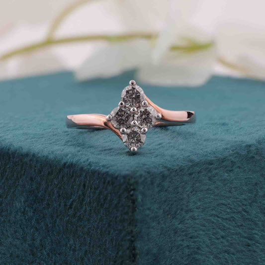 Unique Cluster Engagement Ring – Rose Gold & Salt & Pepper