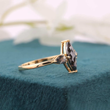 Yellow Gold Three Stone Ring – Marquise & Pear Diamonds