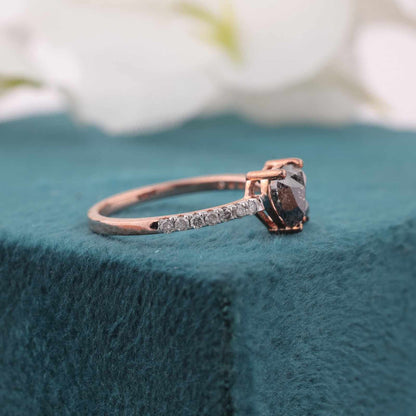 Romantic Heart Diamond Ring – Dual Stone Rose Gold Promise