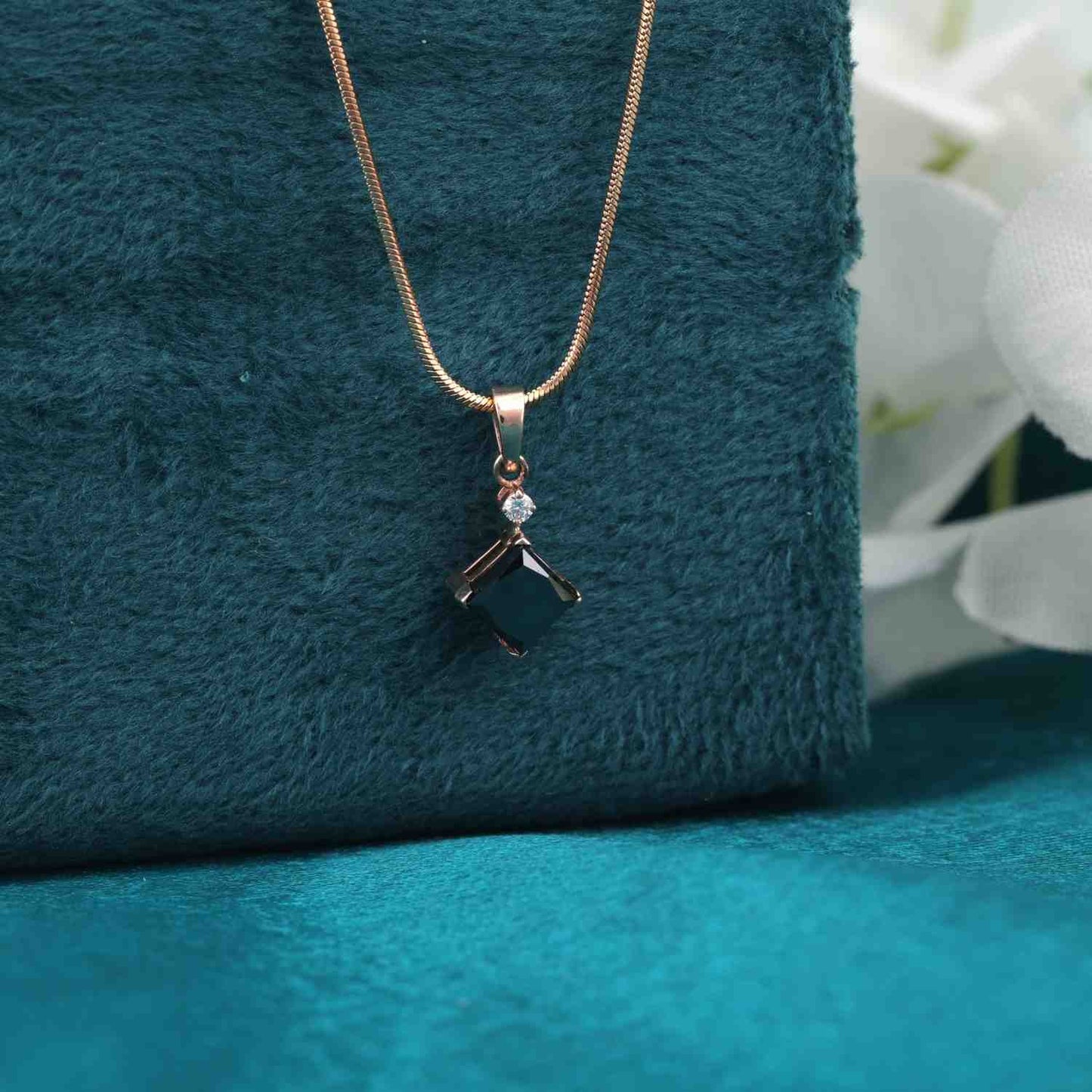 Elegant Black Diamond Pendant in 14KT Rose Gold