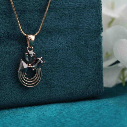 Minimalist Arc Necklace – Salt & Pepper Crystal in Rose Gold