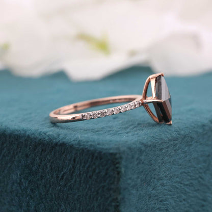 Diagonal Set Kite Black Diamond Engagement Ring – Rose Gold