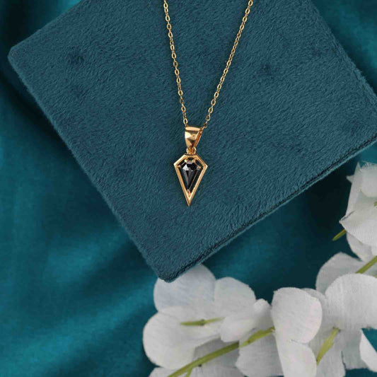 Kite Cut Black Diamond Pendant – Sleek 14KT Gold Design