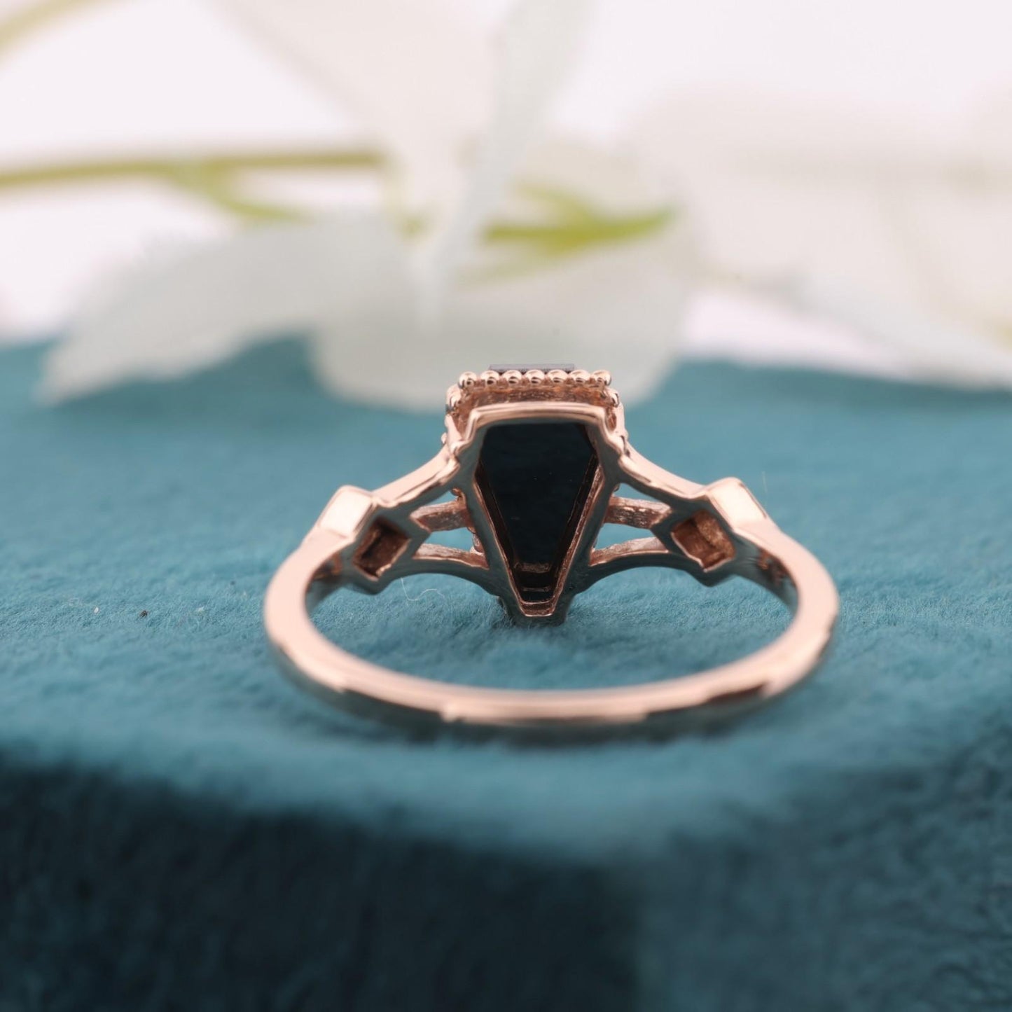 Dark Glam Black Coffin Ring – Rose Gold for Bold Women
