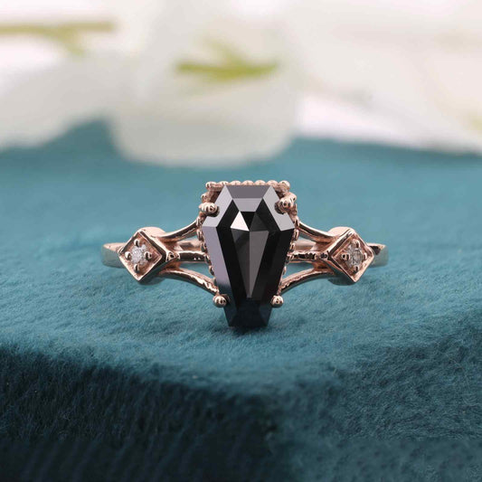 Dark Glam Black Coffin Ring – Rose Gold for Bold Women