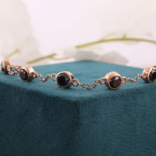Modern Black Diamond Bracelet – 14KT Rose Gold Elegance