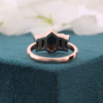 Art Deco Black Engagement Ring – Rose Gold & Bold Style