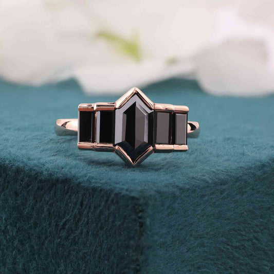 Art Deco Black Engagement Ring – Rose Gold & Bold Style