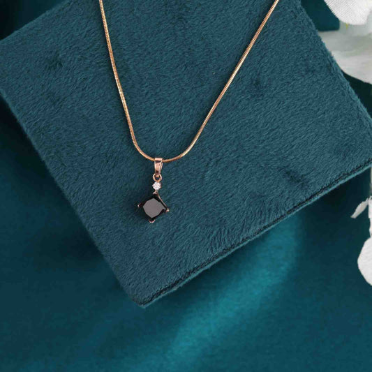 Elegant Black Diamond Pendant in 14KT Rose Gold