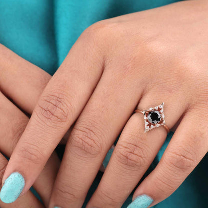 Stylish Black Diamond Ring in Rose Gold – Handmade & Unique