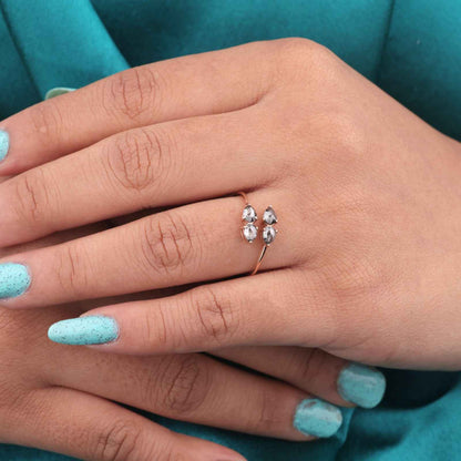 Minimalist Salt & Pepper Diamond Ring in 14KT Rose Gold