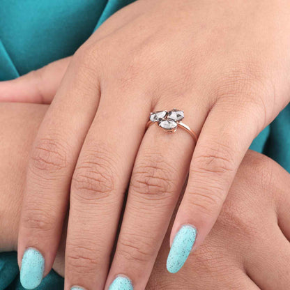 Three-Stone Salt & Pepper Diamond Ring in 14KT Rose Gold