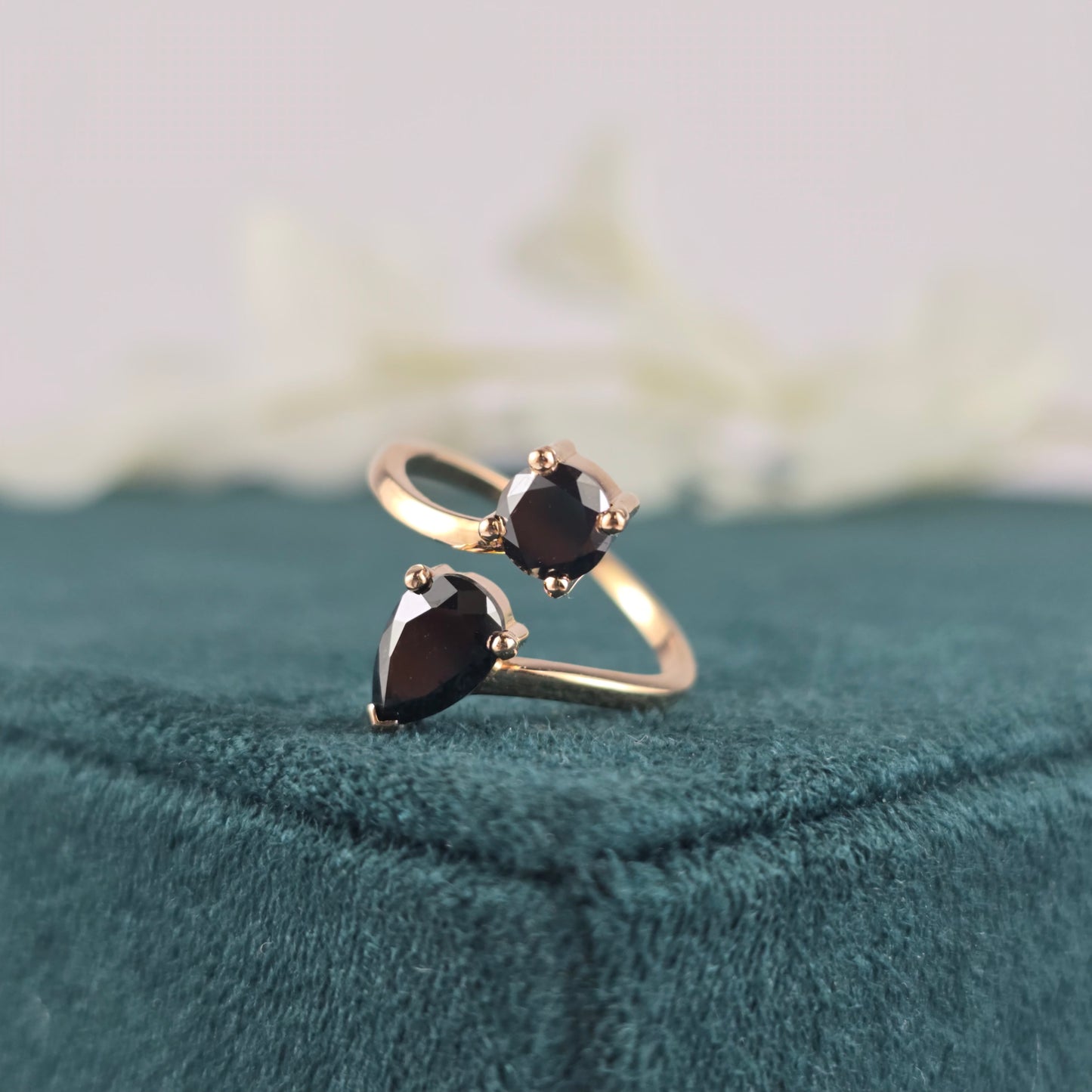 Elegant Black Onyx Ring – Double Gemstone in 10K Gold
