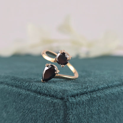 Elegant Black Onyx Ring – Double Gemstone in 10K Gold