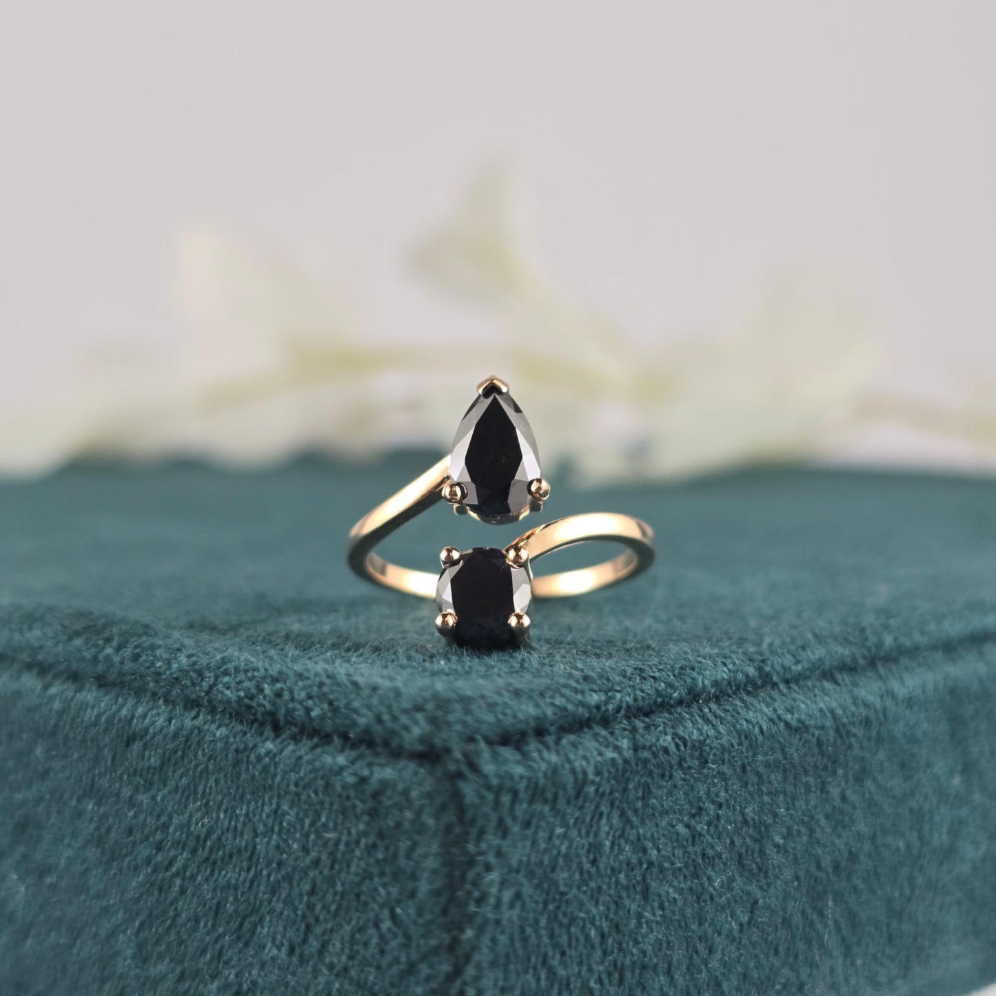 Elegant Black Onyx Ring – Double Gemstone in 10K Gold