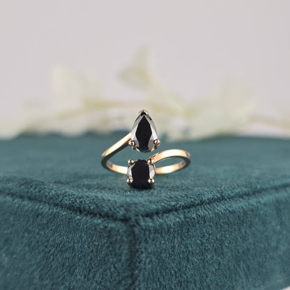 Elegant Black Onyx Ring – Double Gemstone in 10K Gold