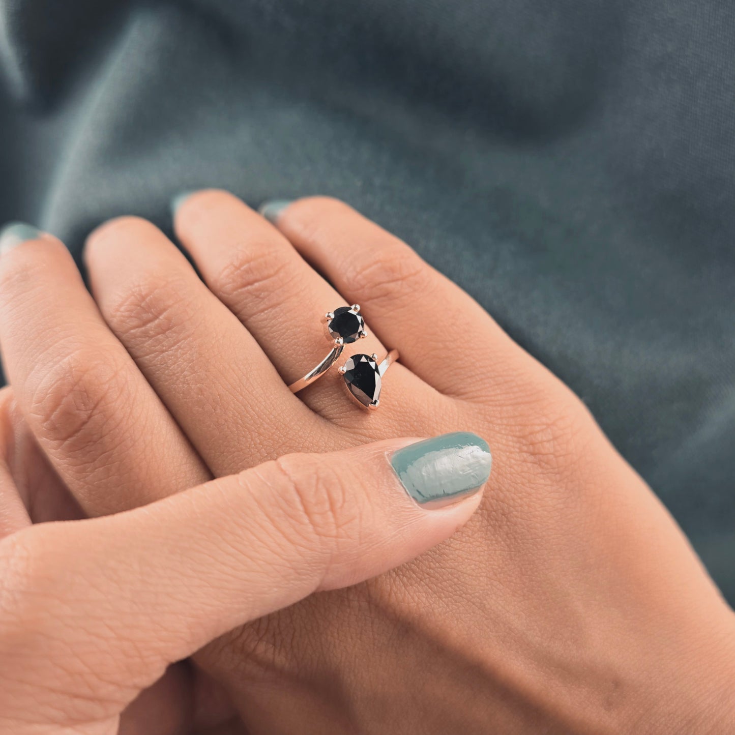 Elegant Black Onyx Ring – Double Gemstone in 10K Gold