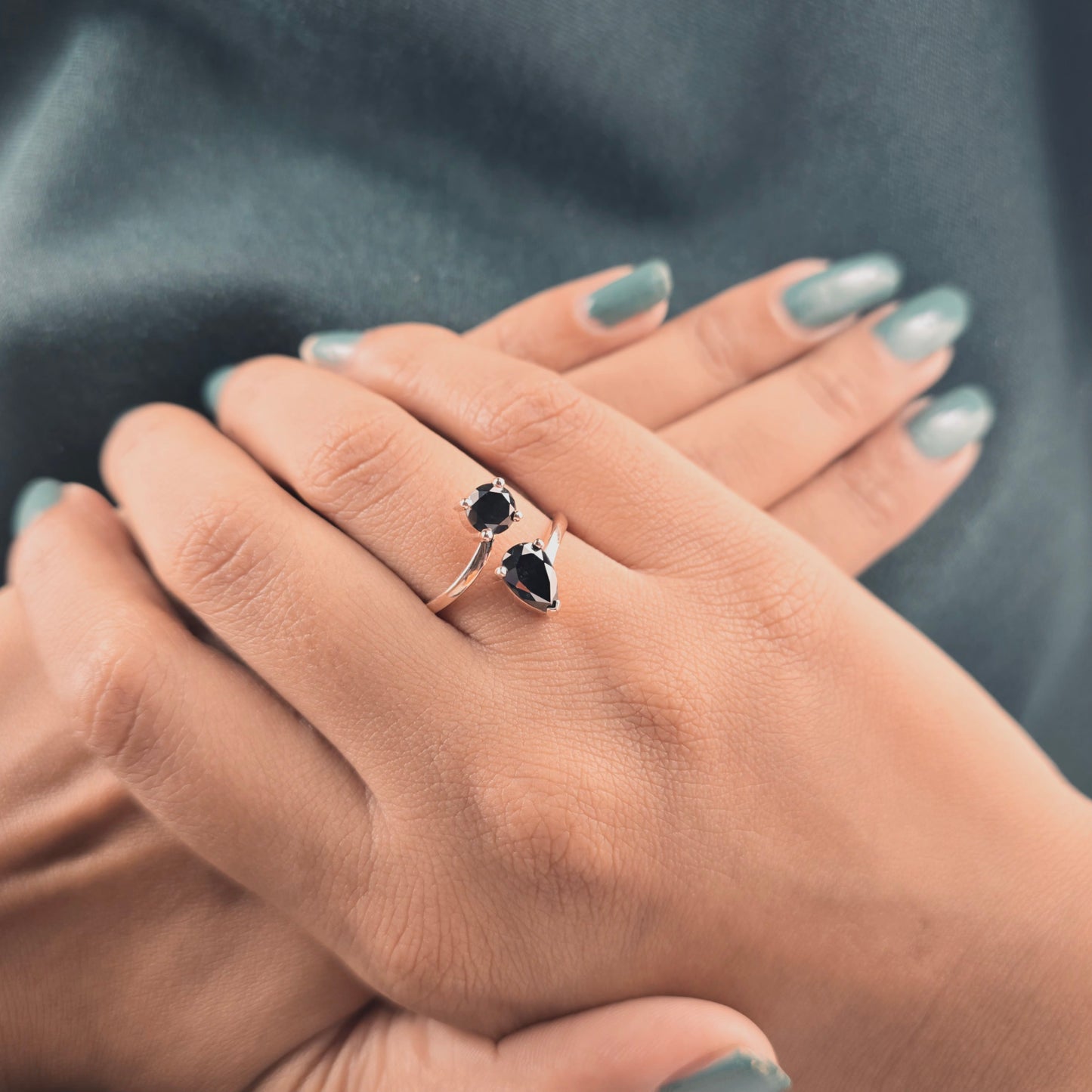 Elegant Black Onyx Ring – Double Gemstone in 10K Gold