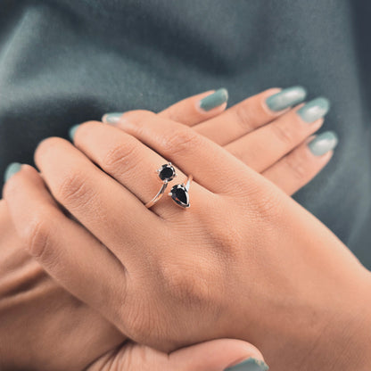 Elegant Black Onyx Ring – Double Gemstone in 10K Gold