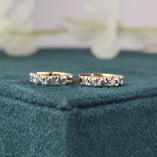 Elegant 10K Gold Huggie Hoops – Unisex Diamond Minimalism