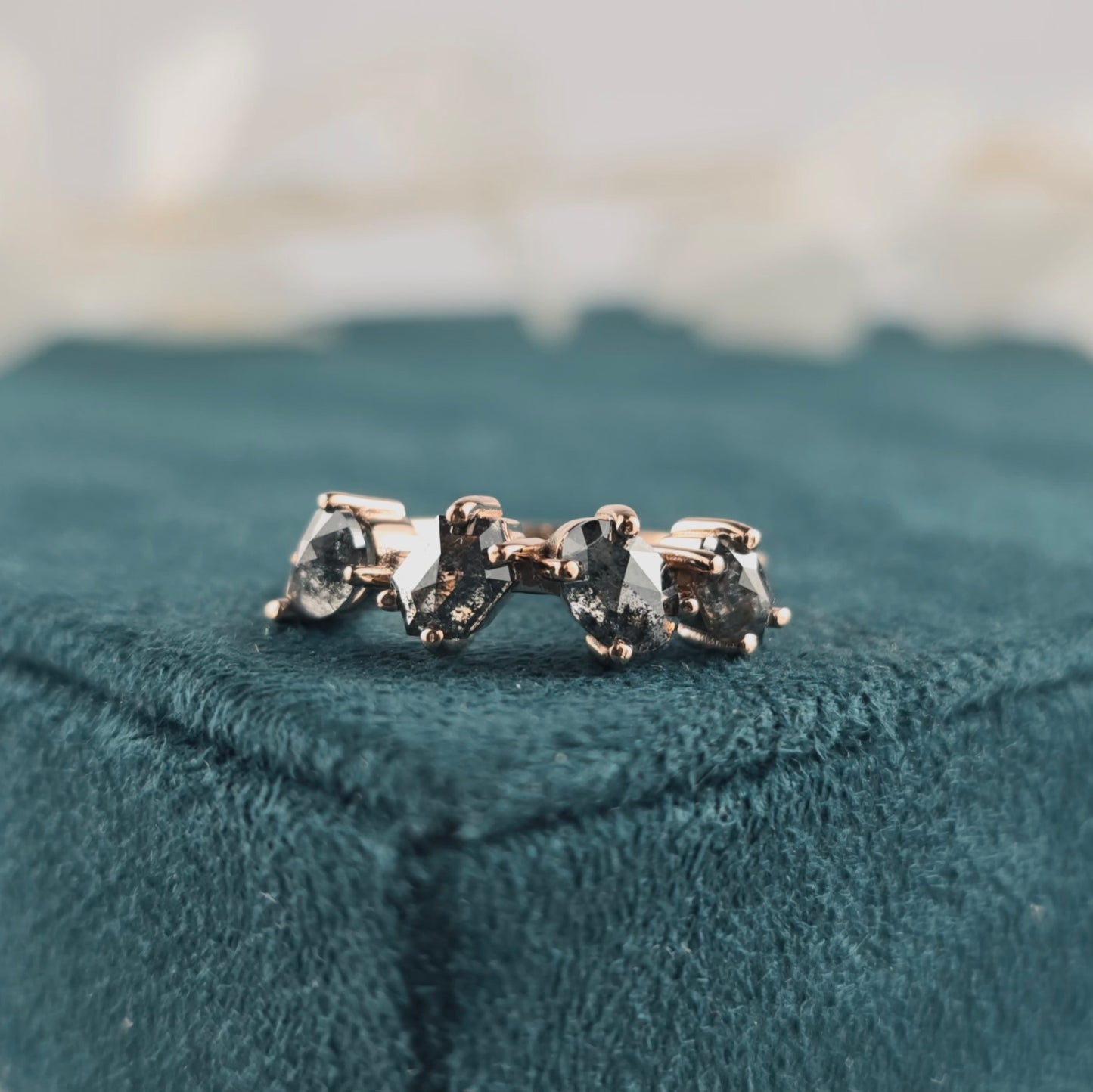 Salt & Pepper Diamond Ring in Rose Gold – Earthy, Elegant Vibes