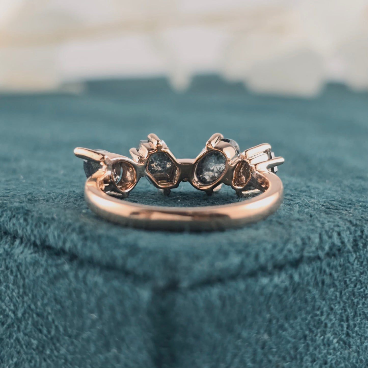 Salt & Pepper Diamond Ring in Rose Gold – Earthy, Elegant Vibes