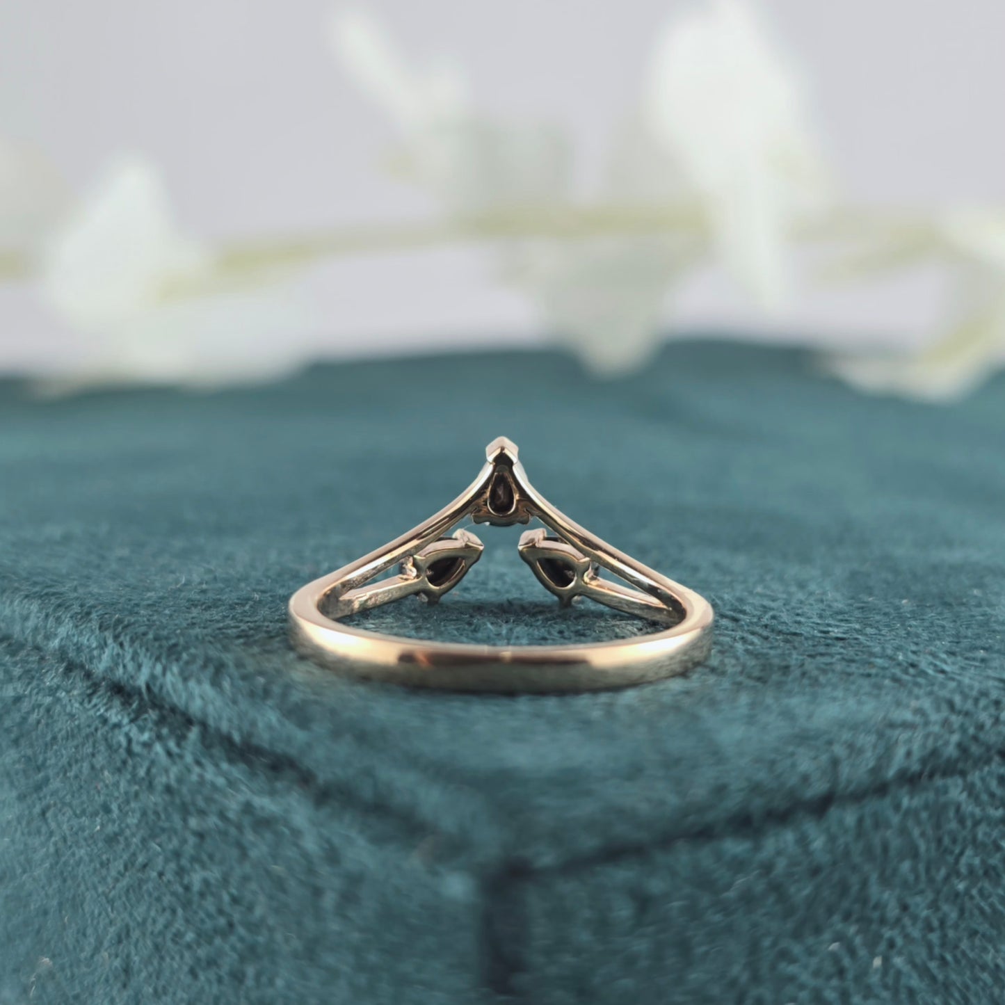 Triple Pear Black Diamond Ring in 10K Rose Gold – Bold & Beautiful