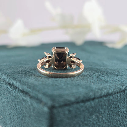 Art Deco Black Diamond Ring – Emerald Cut with Marquise Flair