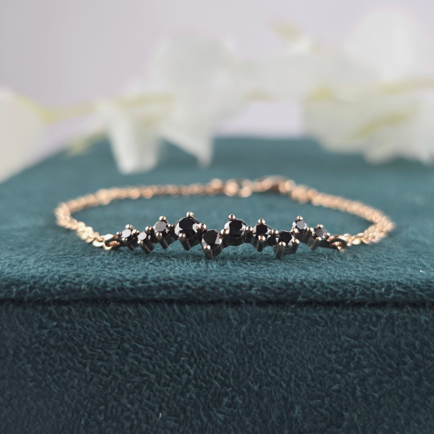 Delicate Black Diamond Bracelet in Rose Gold – Everyday Elegance