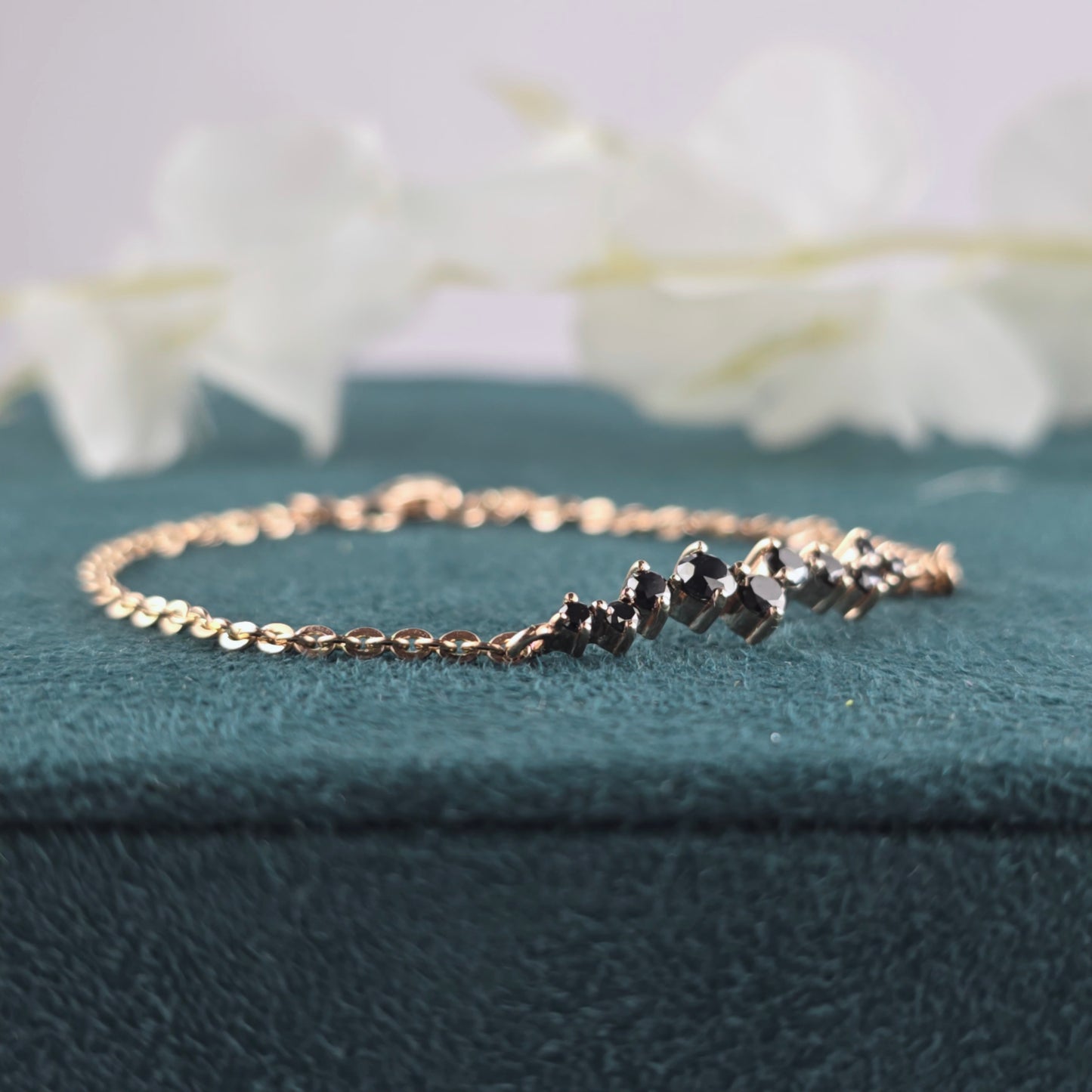 Delicate Black Diamond Bracelet in Rose Gold – Everyday Elegance