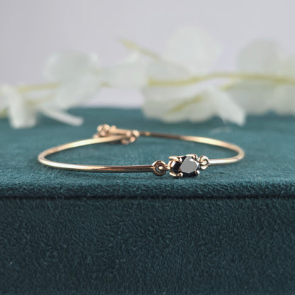 Minimalist Black Diamond Bracelet – Sleek Rose Gold Shine